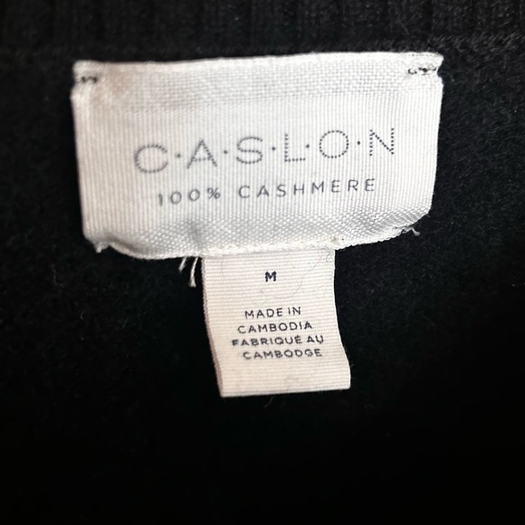 Caslon 100% Cashmere Black Sweater Crewneck Long Sleeve Women’s Size Medium - Picture 3 of 7